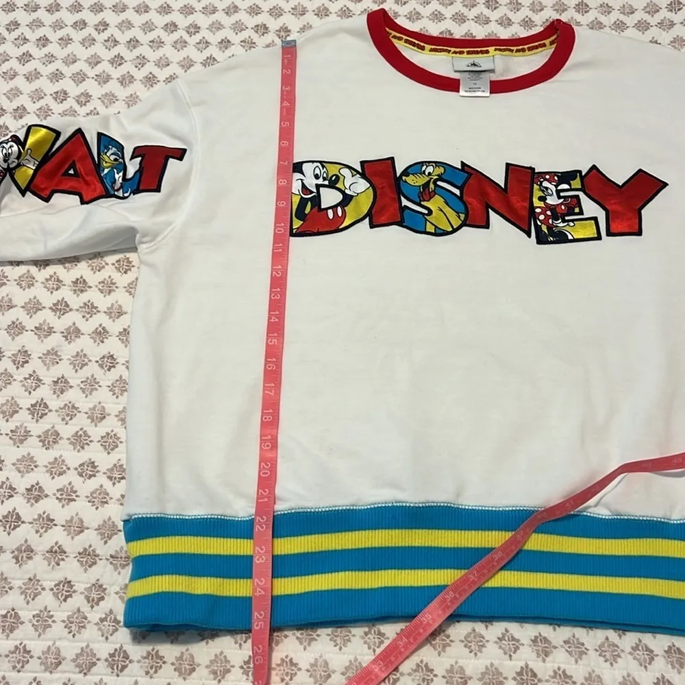WDW Vintage Style Block Letter Primary Color Crew Neck Sweatshirt Walt Disney - Image 9