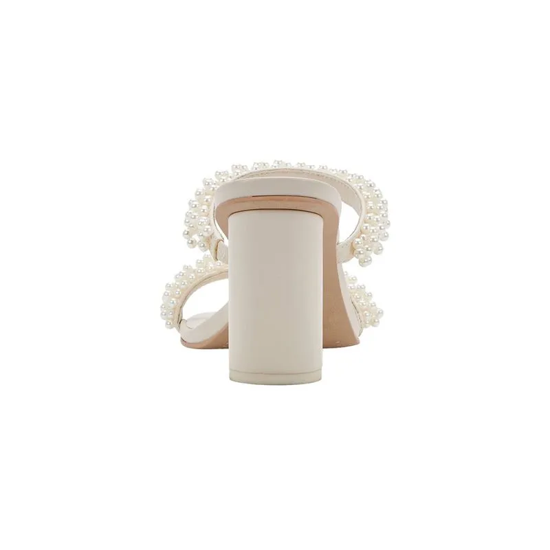 Dolce Vita Cream Pearl Embellished Sandals White Size 9.5 - Image 3