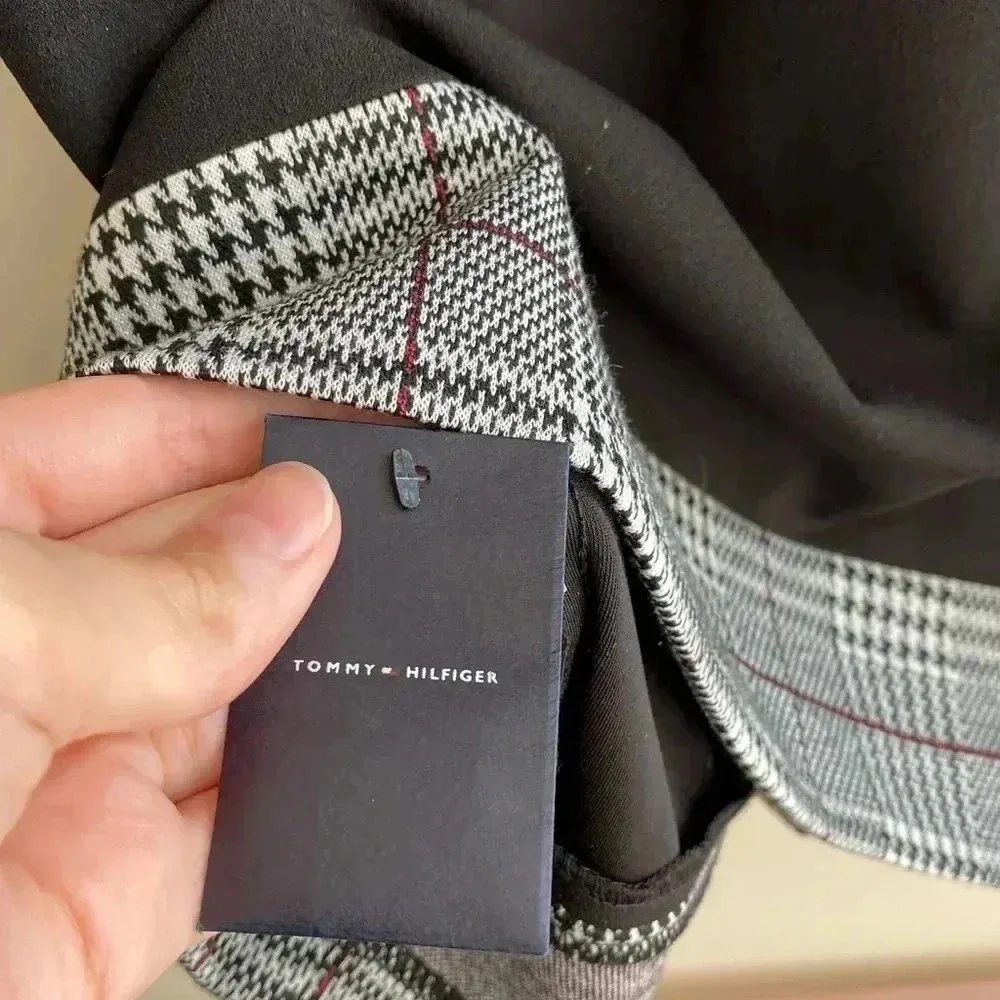 TOMMY HILFIGER Black Zippered Short Sleeve Crew Neck Mini Evening Sheath Dress - Image 14