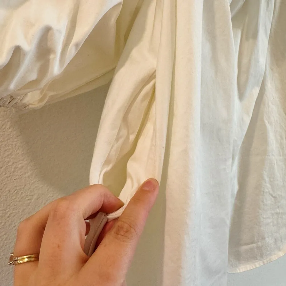 For Love & Lemons Saint Lucia White Mini Dress Puff Sleeve Cotton Size Small - Image 4