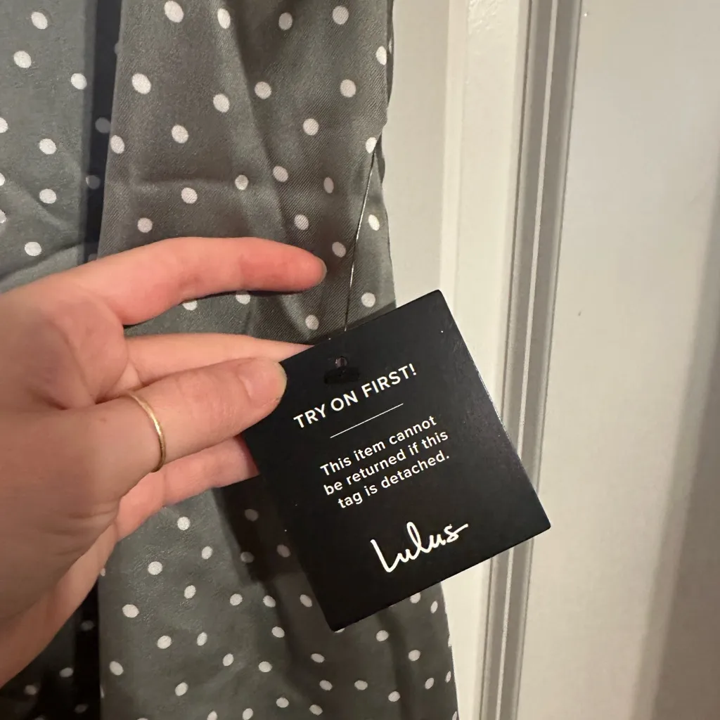 NWT Lulu’s Spot in My Heart Sage Grey Polka Dot Satin Cowl Neck Mini Dress Gray Size L - Image 7