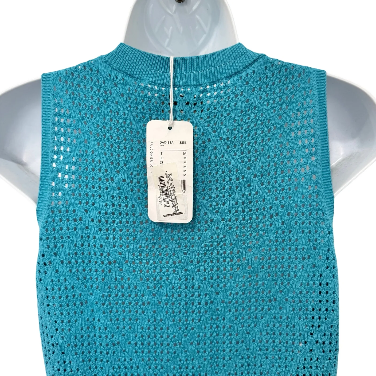 Falconeri Blue Anise Long Crochet Tank Side Slit Midi Dress size M NEW Tags Size M - Image 8