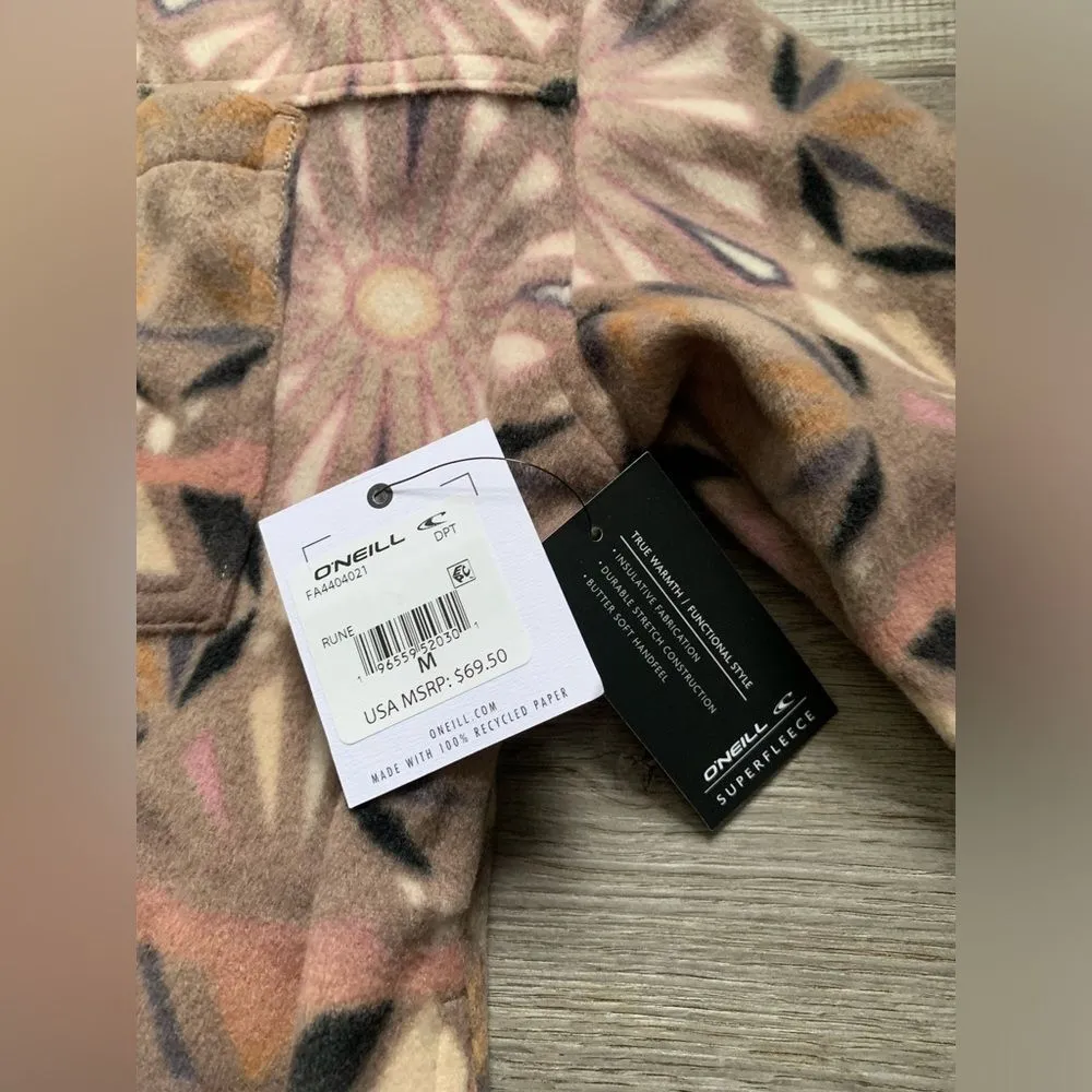 O’Neill Super Fleece Flannel Pattern Floral Multi Color Pink Purple Soft Size M - Image 5