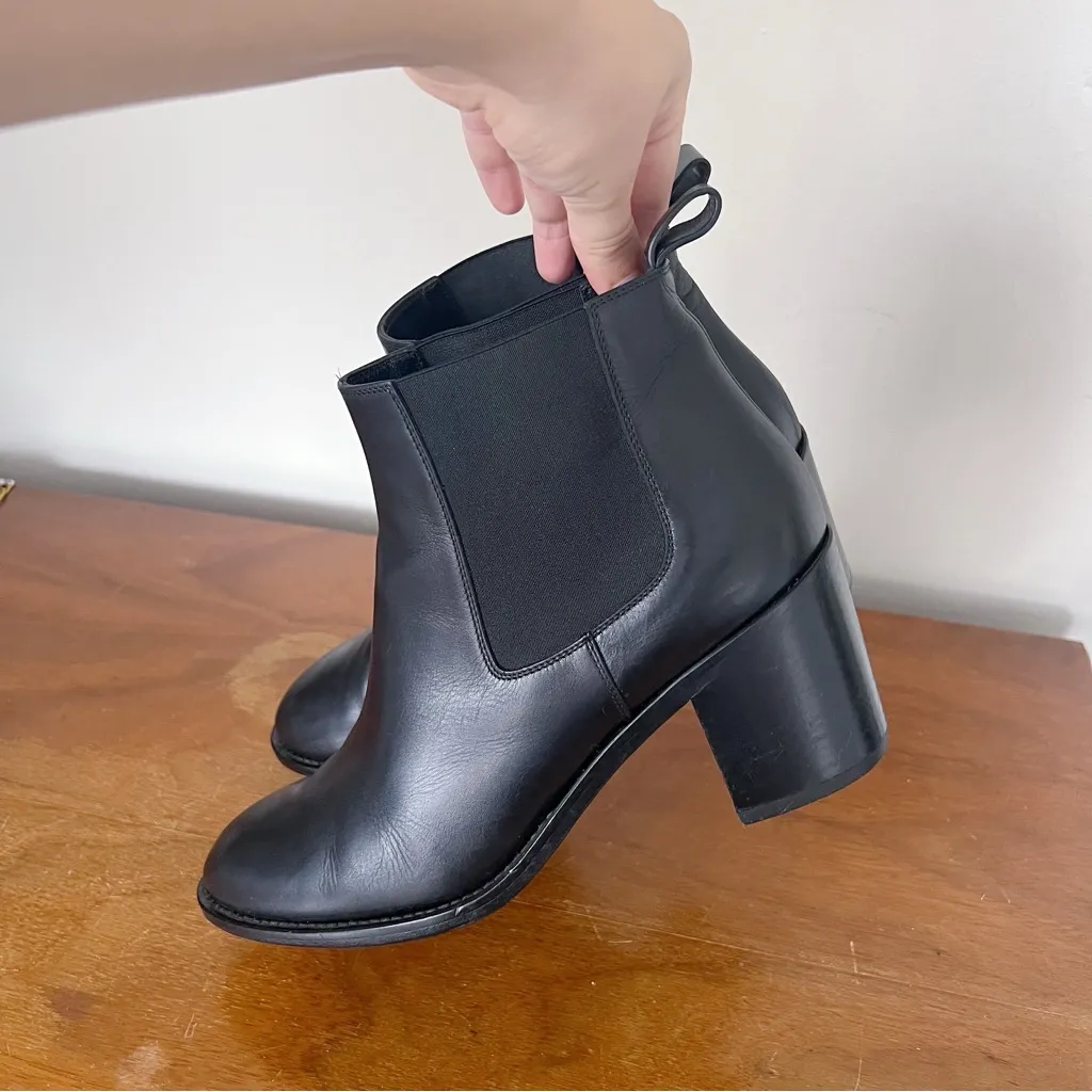 Jenni Kayne • Leather Heeled Chelsea boot ankle bootie black Nappa stacked 41 Size 10 - Image 8