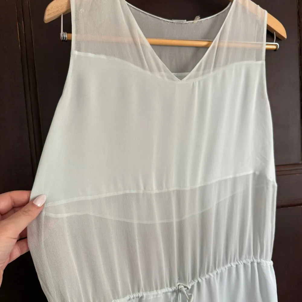 ELIE TAHARI | Sea Foam Green Silk Chiffon Sheer Drawstring Waist Swim Cover Up - Image 3