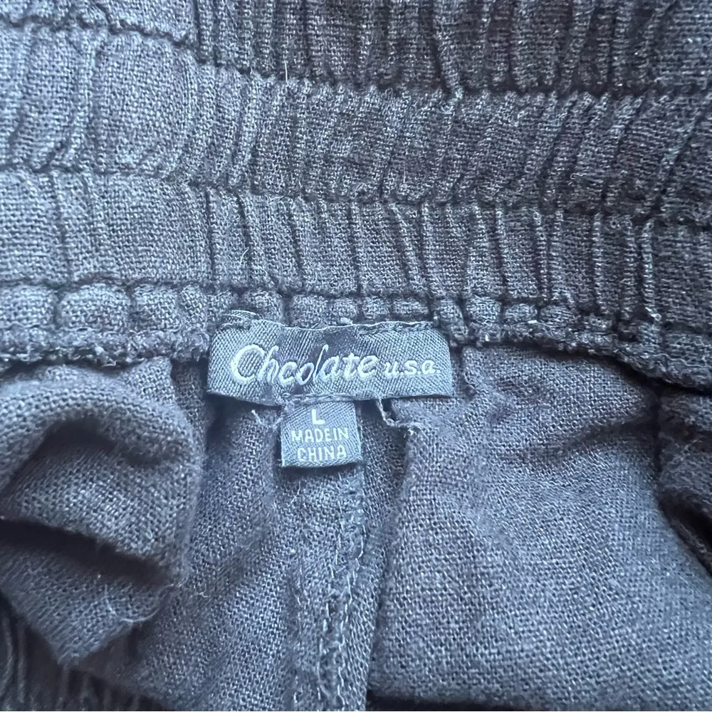 Chocolate USA Black Wide Leg Lounge Pants Size Large - Image 6