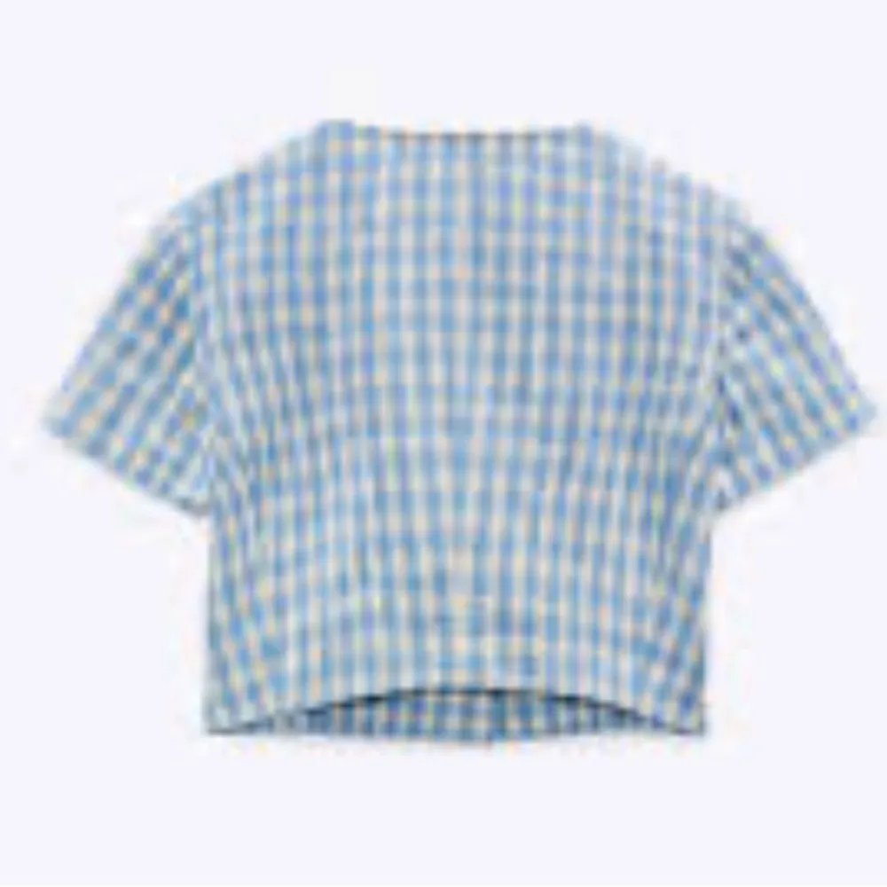 Zara Blue and White Gingham Crop Top
Size Small - Image 4