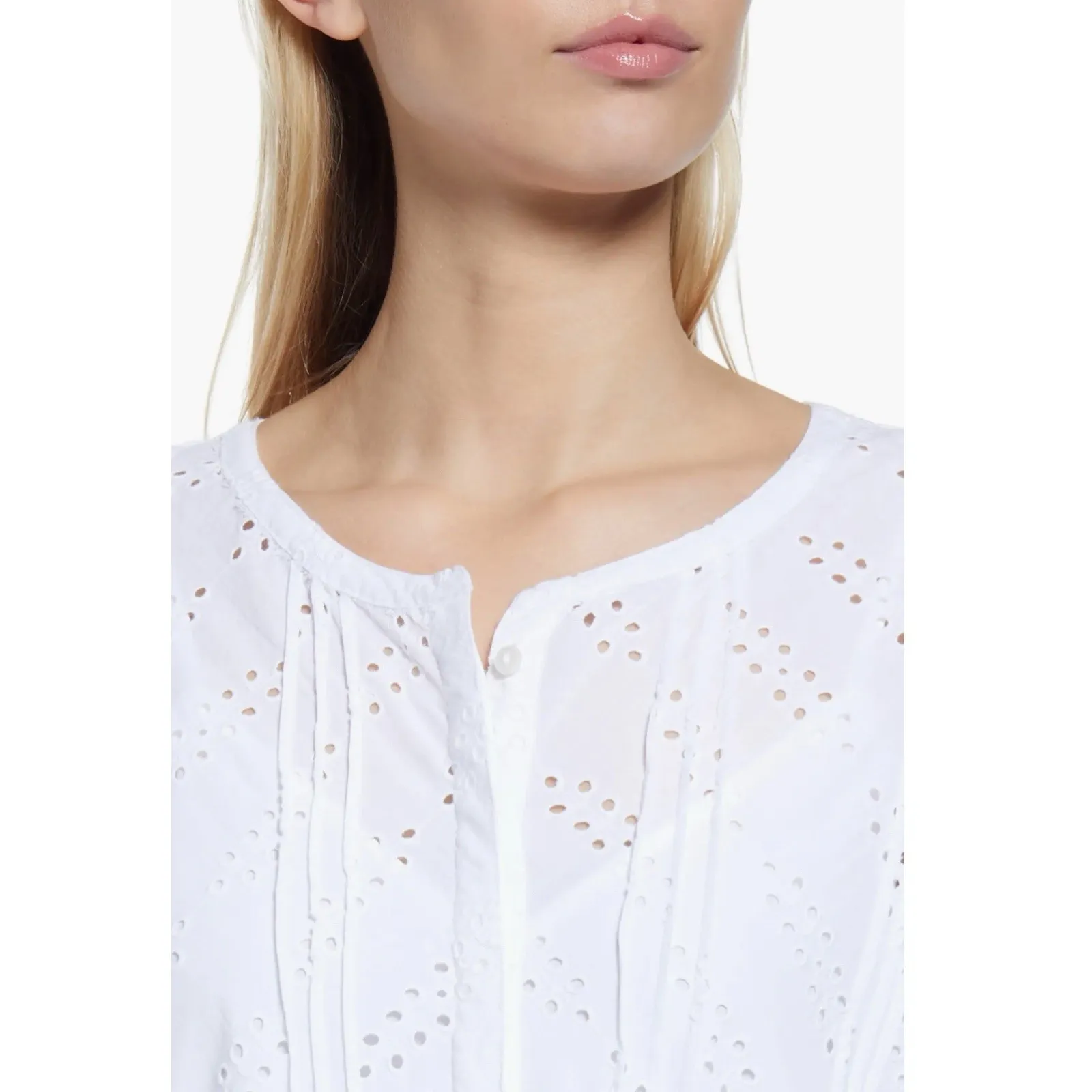 Caslon Eyelet‎ Three-Quarter Sleeve Cotton Midi Dress Size Large Tiered Peasant - Image 3