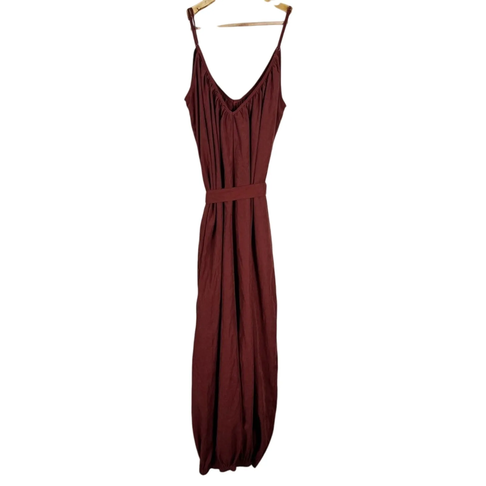 Storia Jumpsuit Womens L Rust Belted Baggy Sleeveless V-Neck Boho Indie Hippie - Image 5