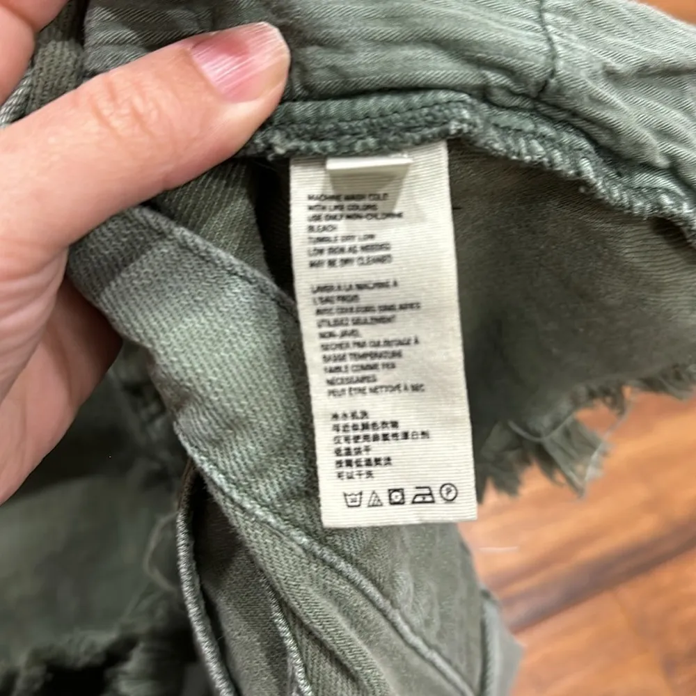 We The Free Good Vibrations Army Green Denim Short Size 29 - Image 5