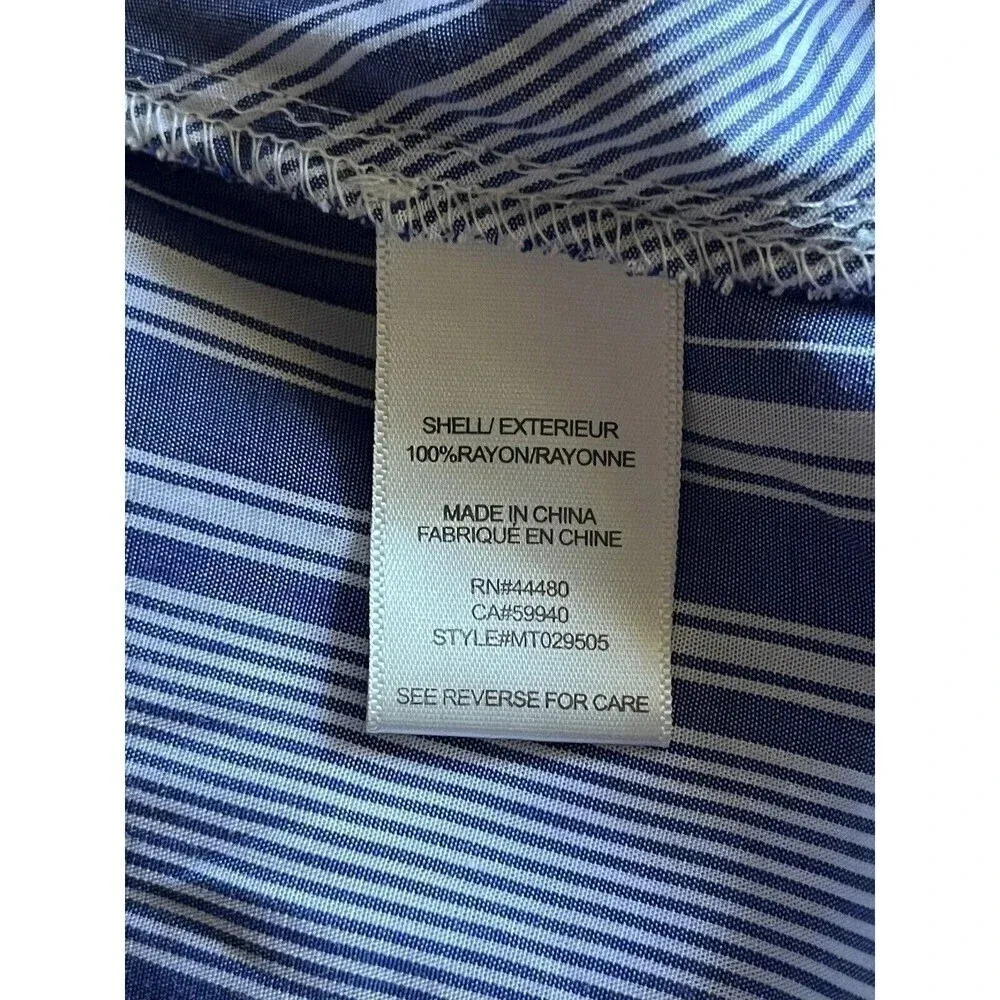 Fourteenth Place Womens Blue Wrap Surplice Tunic Blouse M boho nautical preppy - Image 7