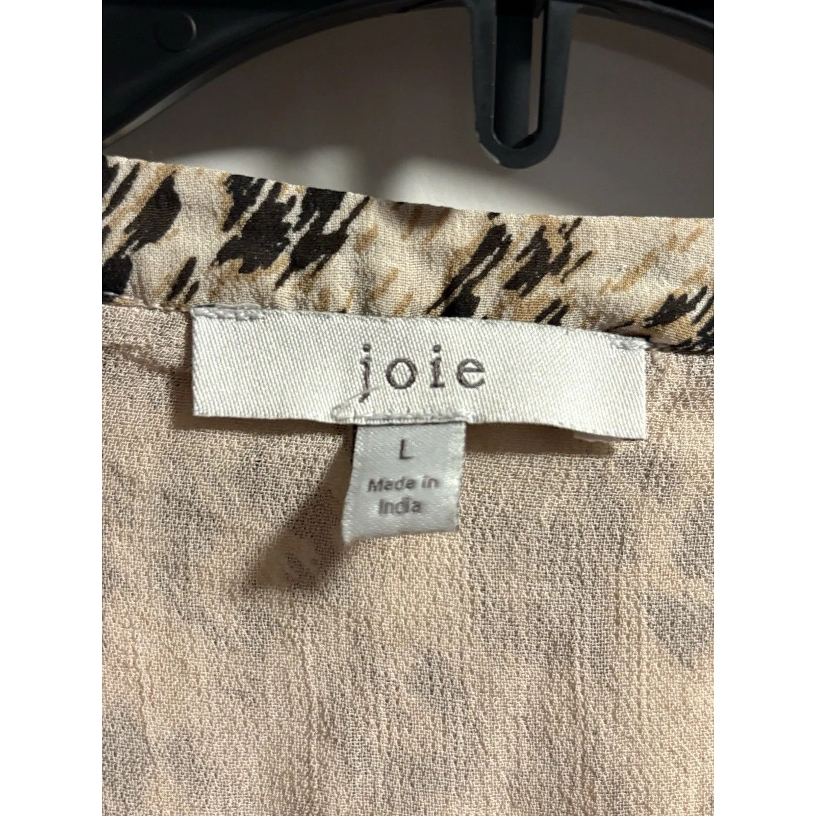 Joie Womens Large Cream Brown Cheetah Print Long Sleeve Career Casual Office - Image 2