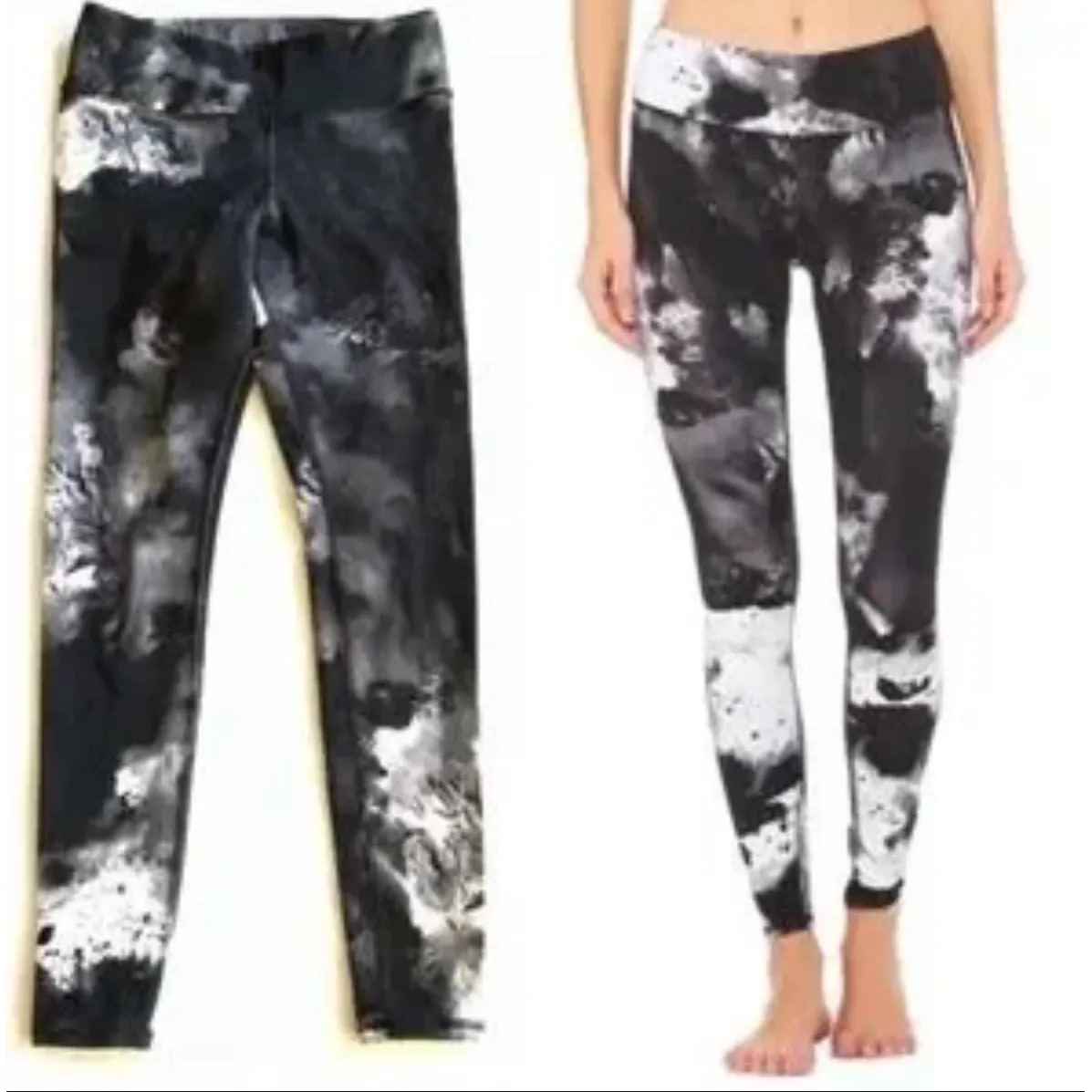 Alo Yoga High Waisted Airbrush Black Magma White Tie Dye Blotted Print Size SM - Image 2