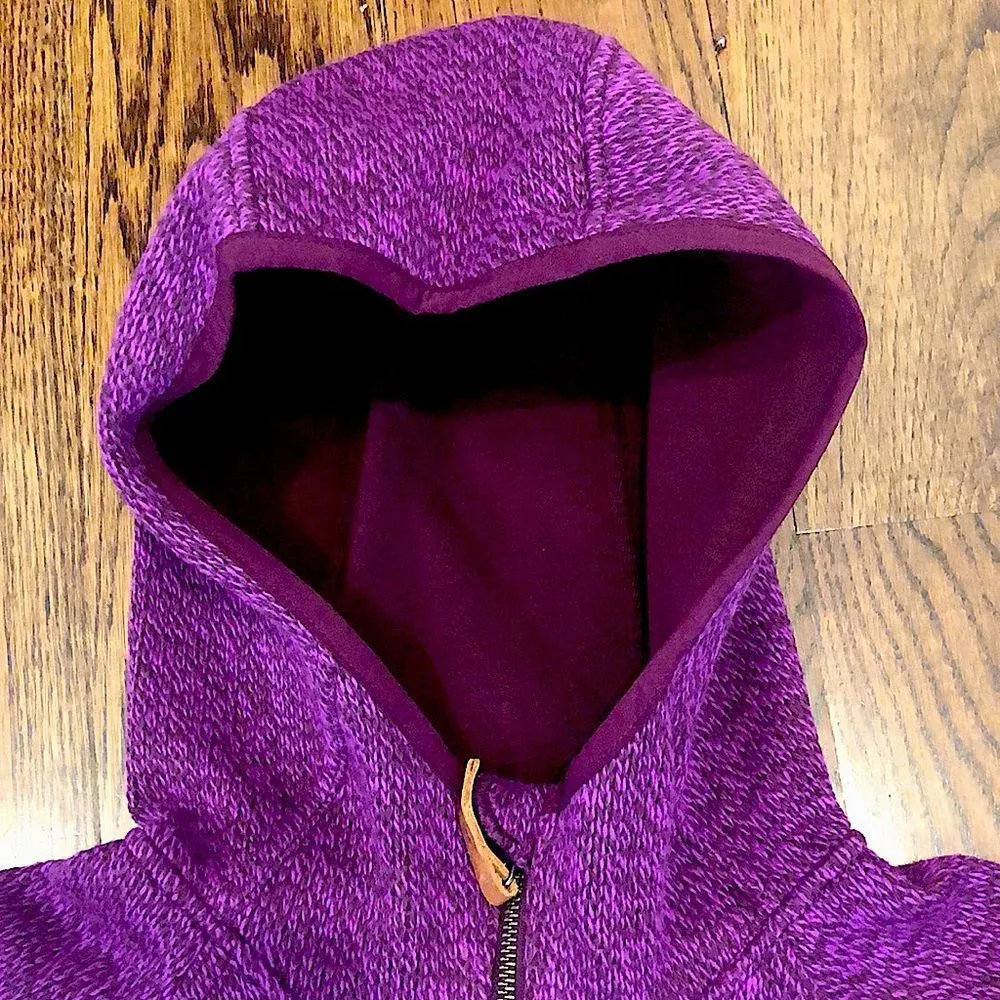 COLUMBIA Womens Raspberry Wine Knit Full Zip Fleece Lined Zip Pockets Hoodie Lrg - Image 5