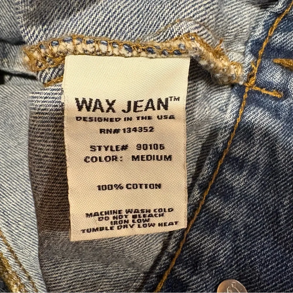 Wax Jean Floral Embroidered distressed jacket size L Blue Size L - Image 5