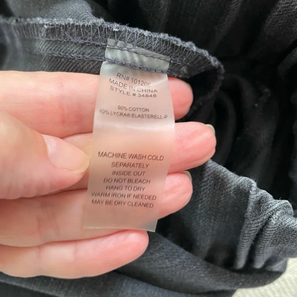 Soft Surroundings Grey Black Wash Pull On Jeans Denim L - Image 6