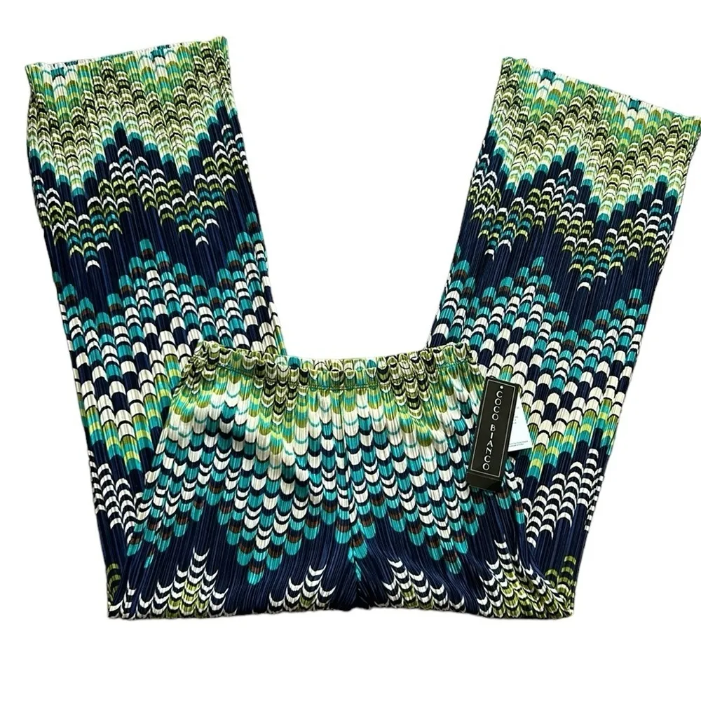 Coco Bianco  Palazzo Chevron Peacock Pants Size Small NWT - Image 3