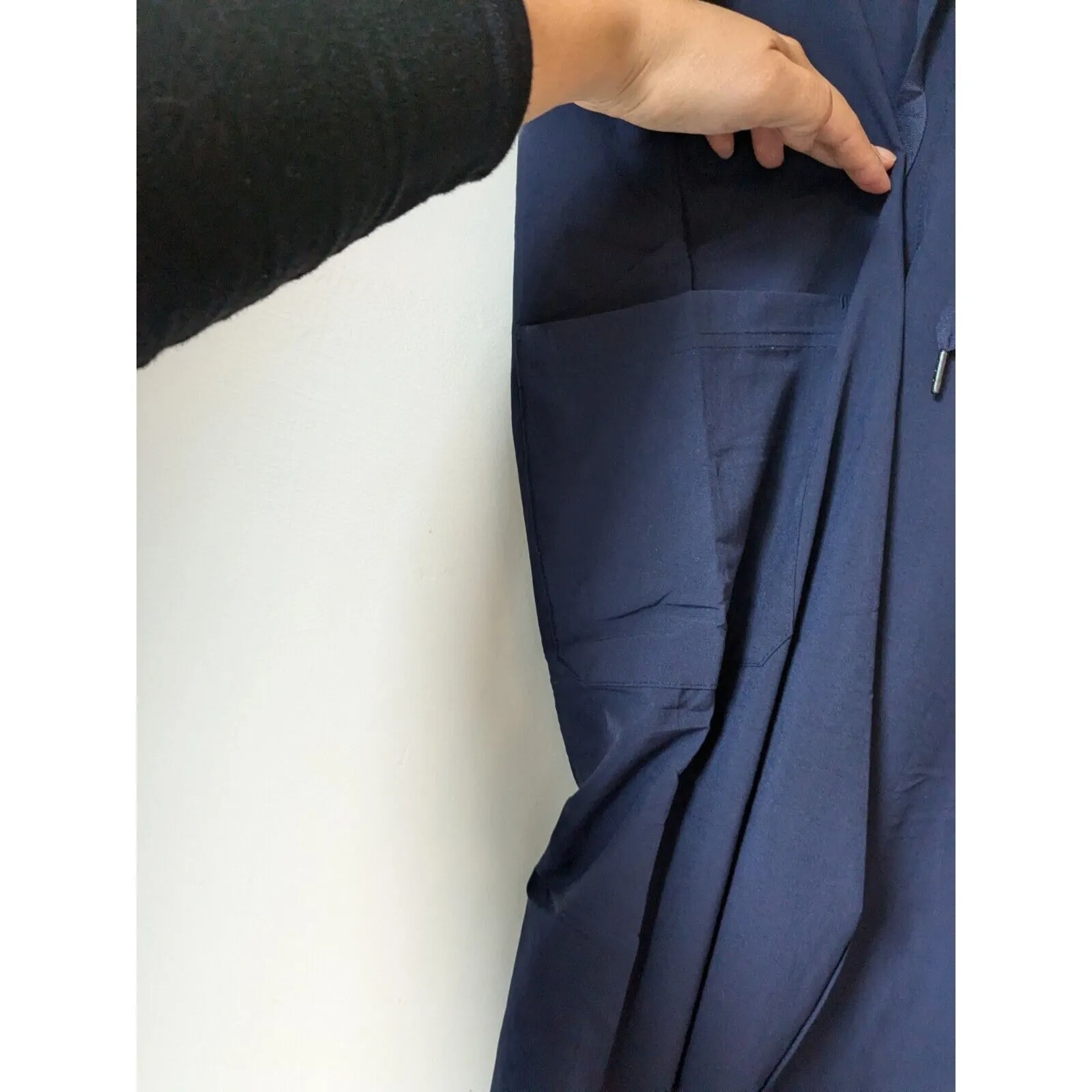 Adar Women’s Scrub Pants Medical Uniform Athletic Jogger Navy Zip Sz M Blue Size M - Image 4