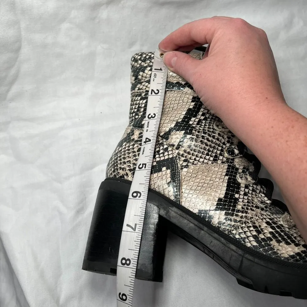 Marc Fisher Laboni Snake Print Lace-Up With Side Zip Combat Boots Womens 7.5 - Image 6