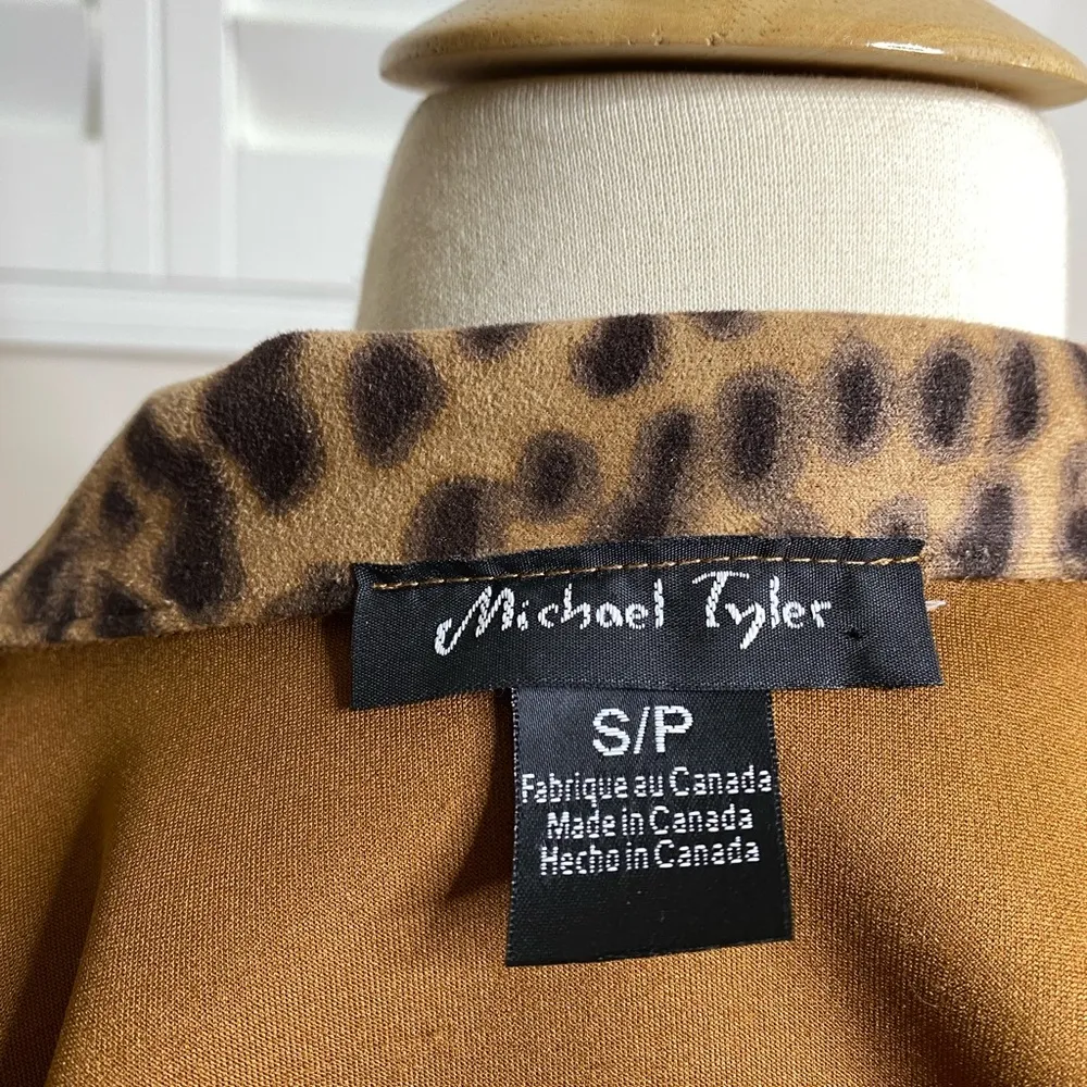 Michael Tyler ANIMAL PRINT LEOPARD BLAZER Brown Size 4 - Image 3