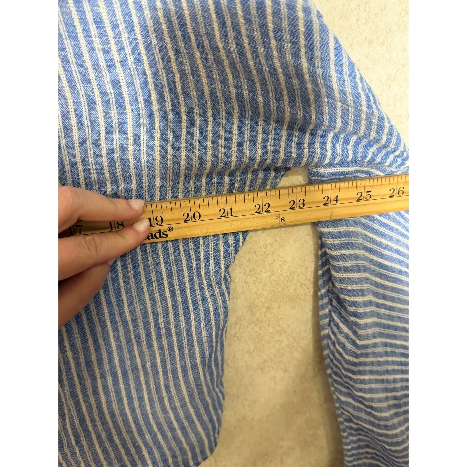 Rails Sloane Azure Stripe Tie Front Button Down‎ Blouse Top Linen Blend Coastal - Image 6