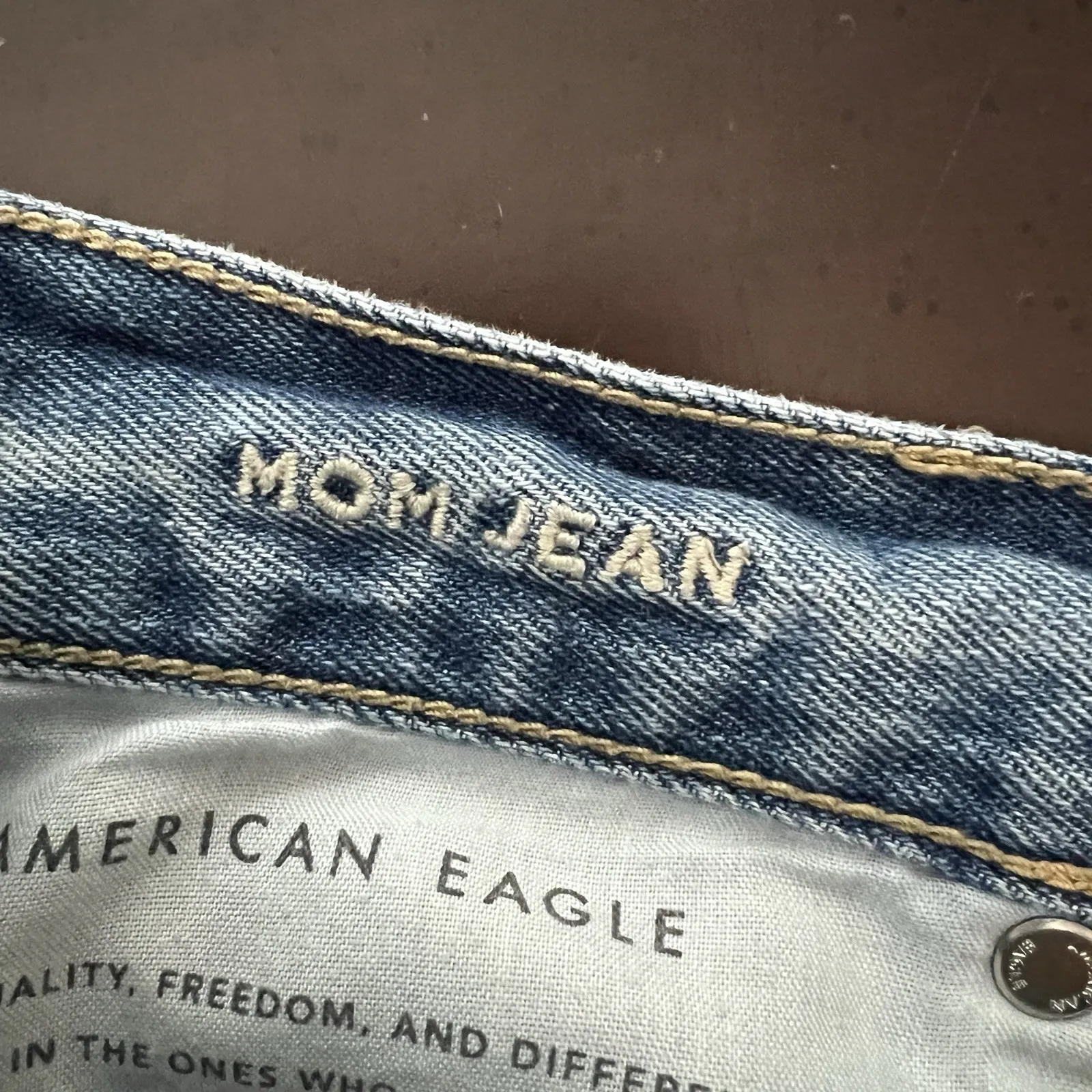 American Eagle Mom Jeans Women's 8 Short Distressed High Rise Straight Leg Blue Size 8P - Image 10