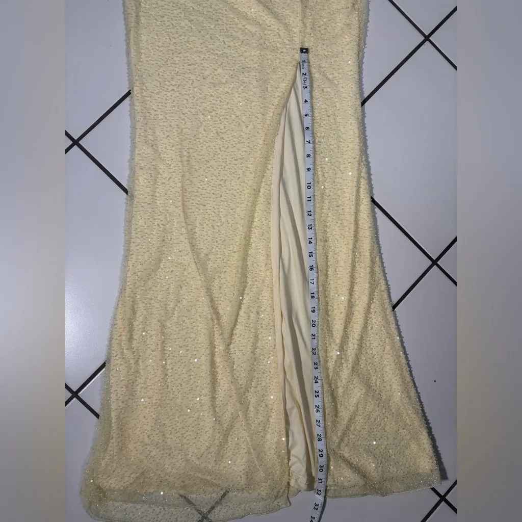 Windsor Strapless Yellow Beaded Formal Dress - Image 8