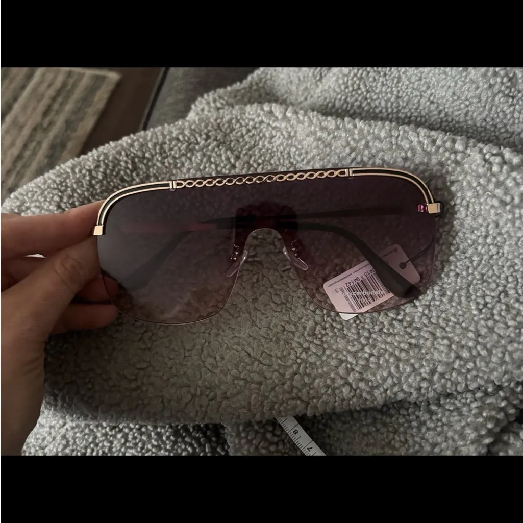 New Oversized Fashion Gradient Frameless Sunglasses Lavender Purple - Image 2