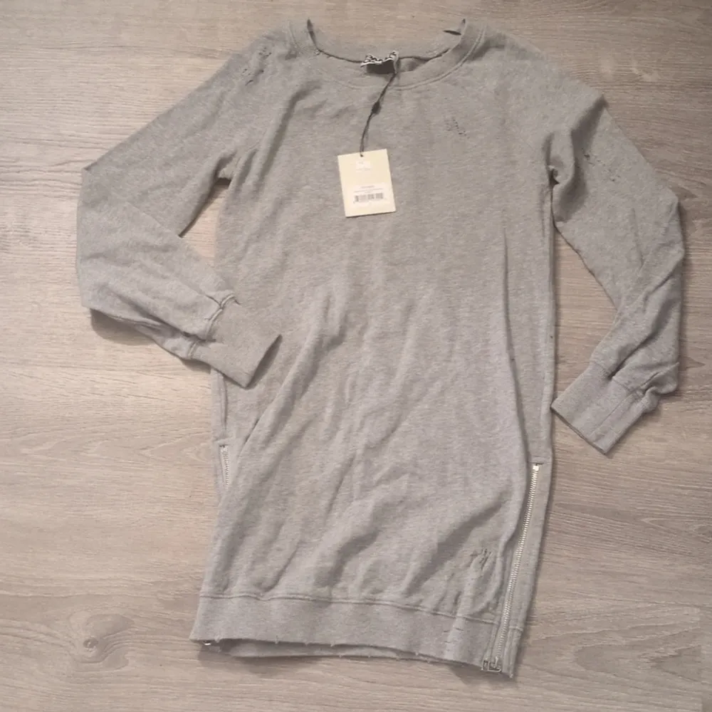 Pam & Gela Destroyed Off The Shoulder Gray Dress Size P - Image 3