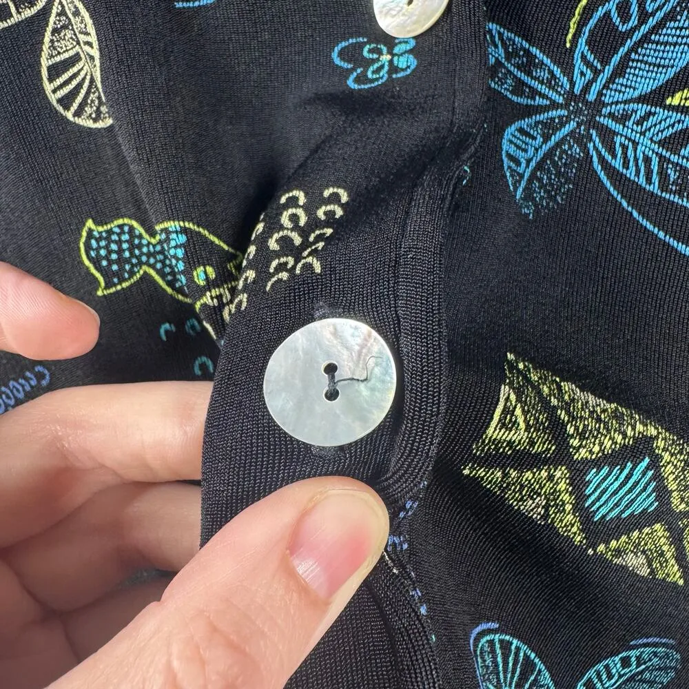 Coldwater Creek Top Women Size M Black Shell Button Down Made in USA Giraffe - Image 5