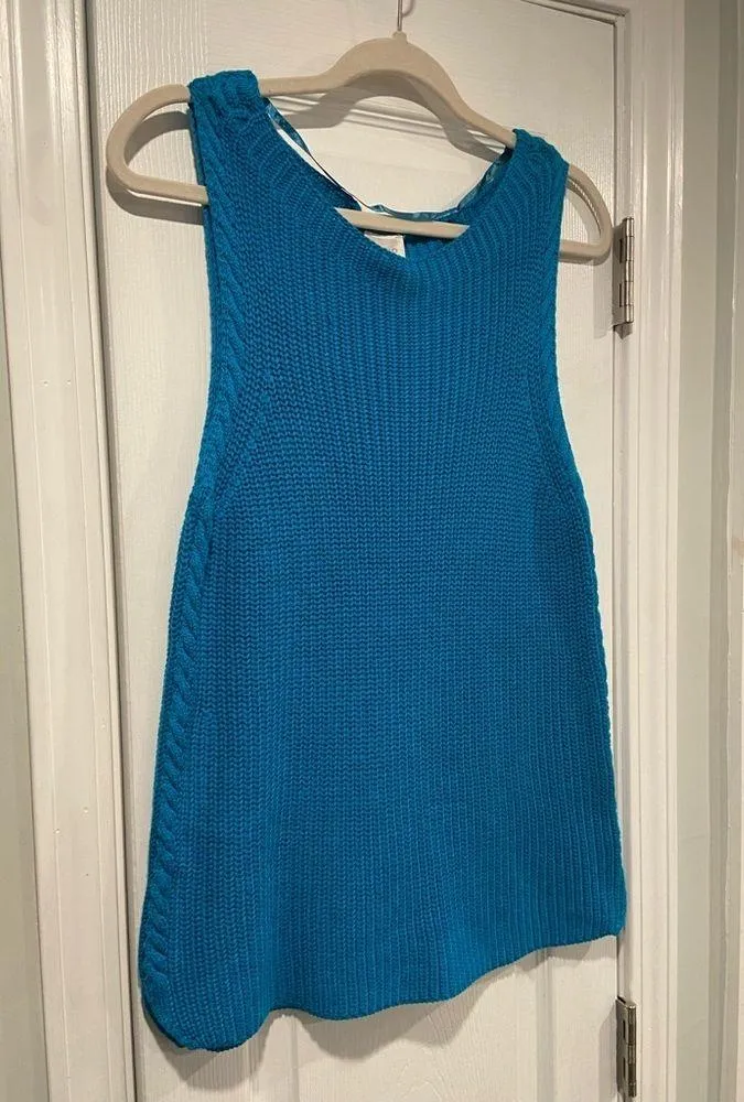 NWT Cupio Size XL Scoop Neck Sleeveless Cotton Teal Blue Knit Vest Top Cotton - Image 3