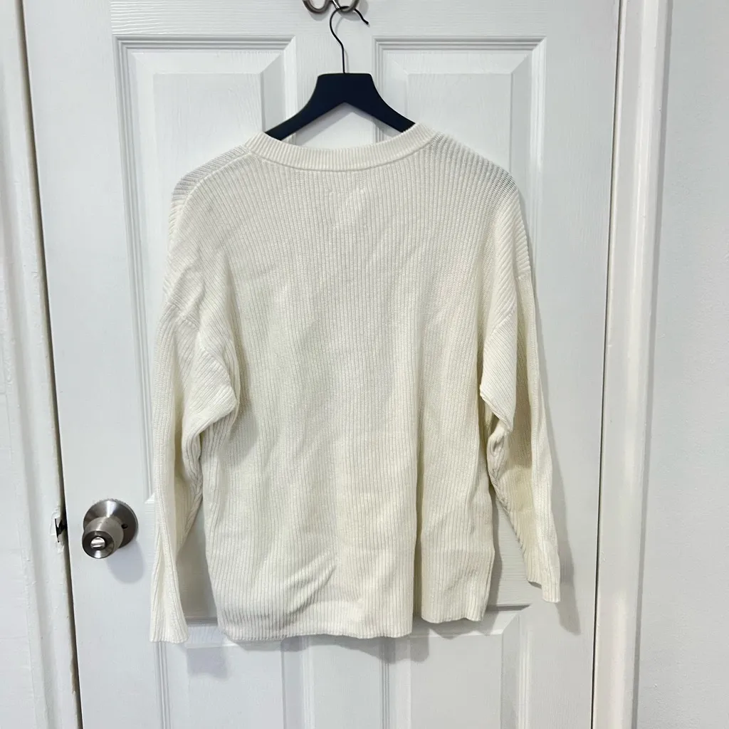 Aerie Cream waffle Knit Cardigan with Button Detail 100% cotton medium - Image 4