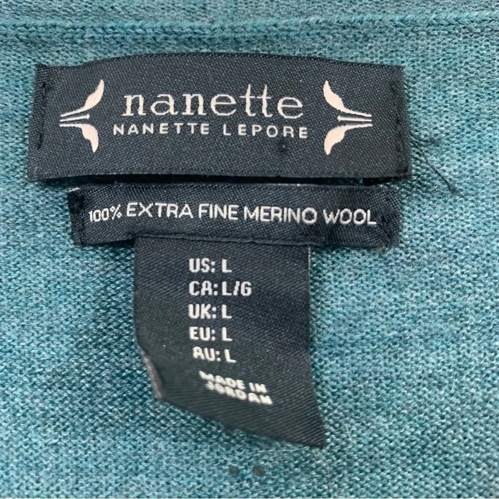 Nanette Lepore Nanette  Extra Fine Merino Wool Green Sweater - Image 2