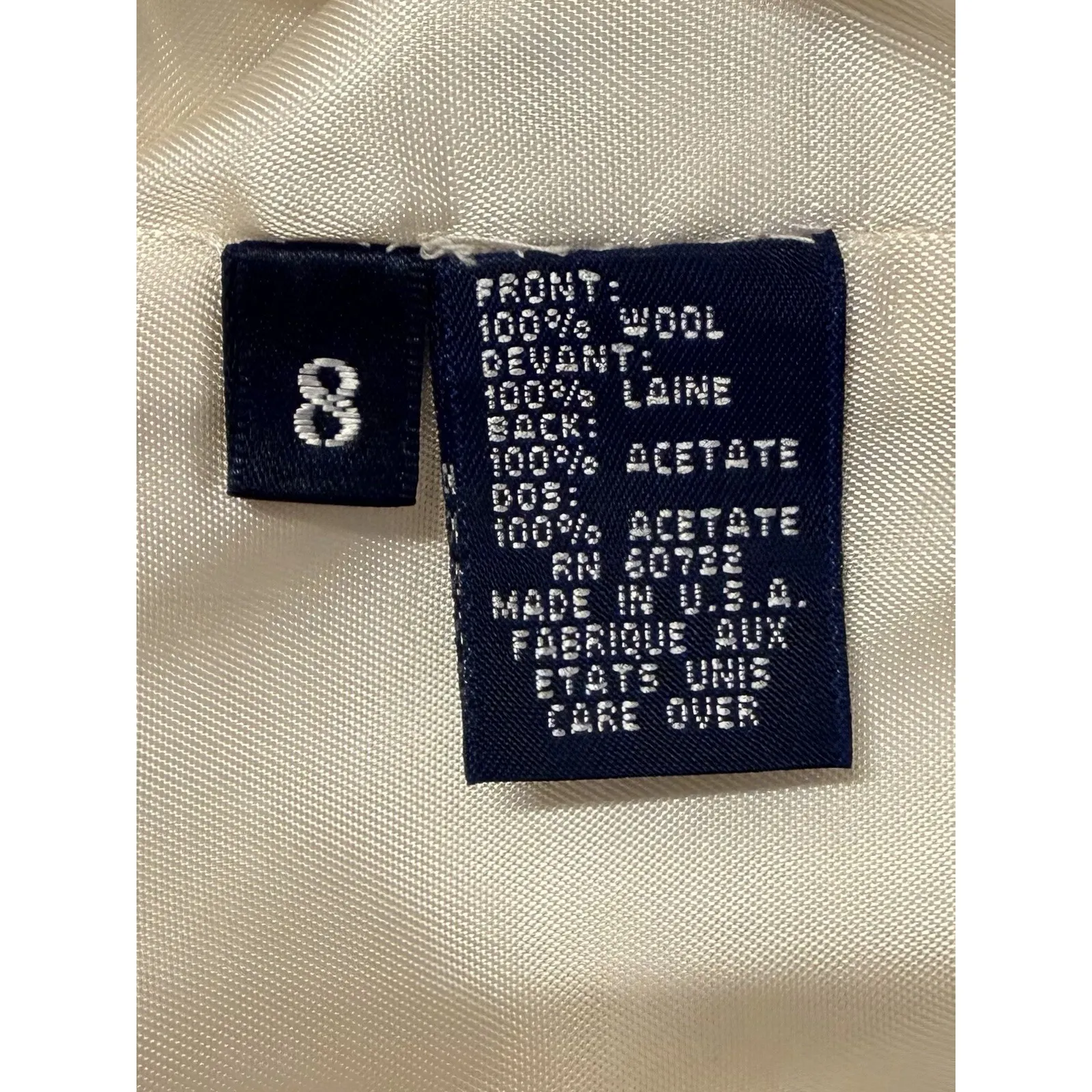 Burberrys Vintage Check Wool Vest Coat Liner Cream Navy Womens 8 USA - Image 7