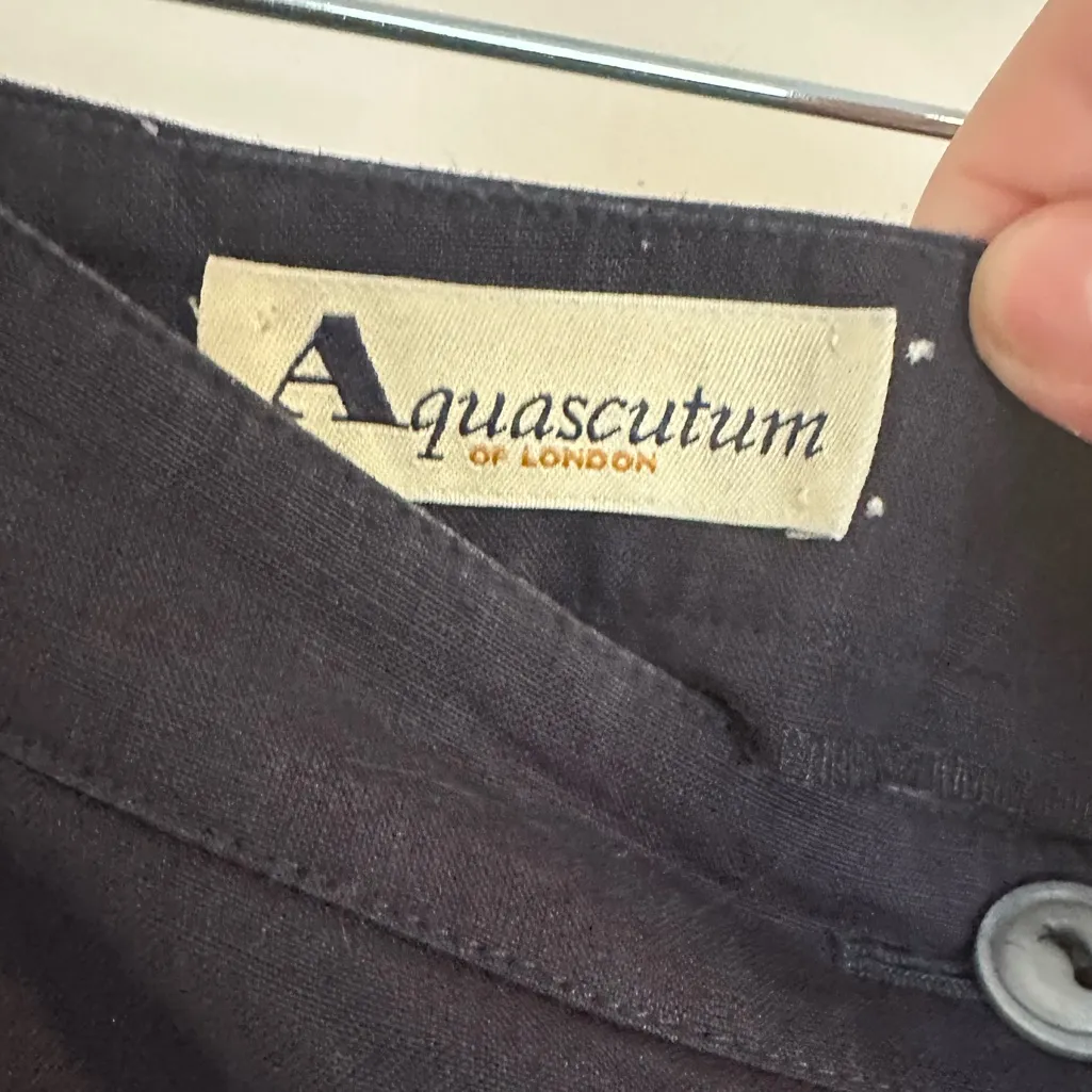 Aquascutum London Black Linen Midi Skirt with Buttons Sz 10 runs small - Image 4