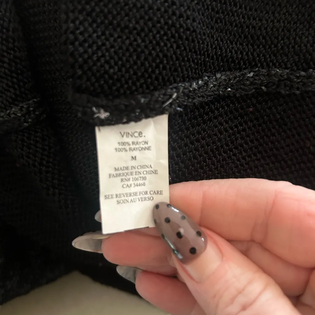 Vince Black Metallic Shimmer Knit Sweater Size Medium - Image 7