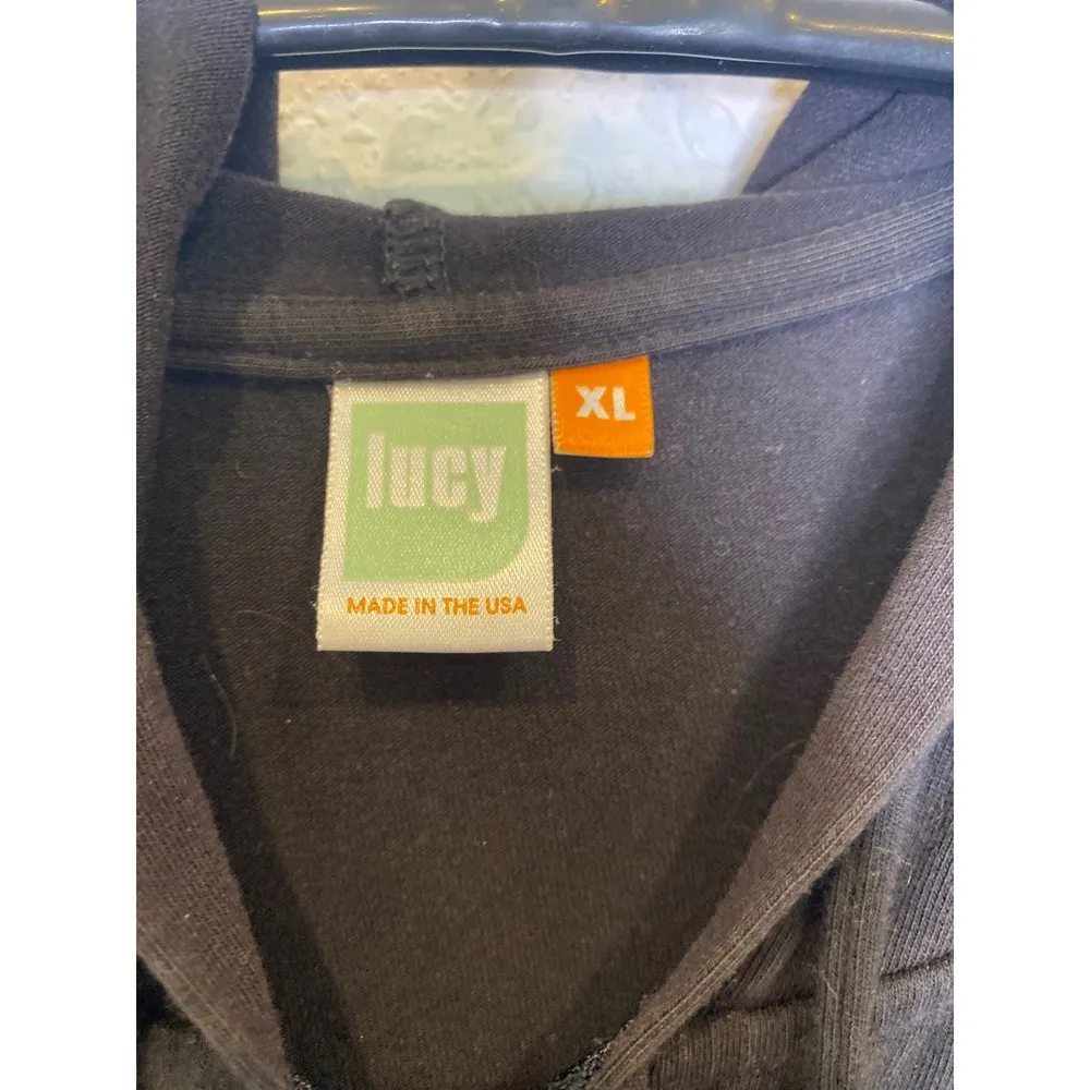 Lucy Black Hooded Zipper Sweatshirt Sz XL Cotton Stretchy Casual Women’s - Image 2