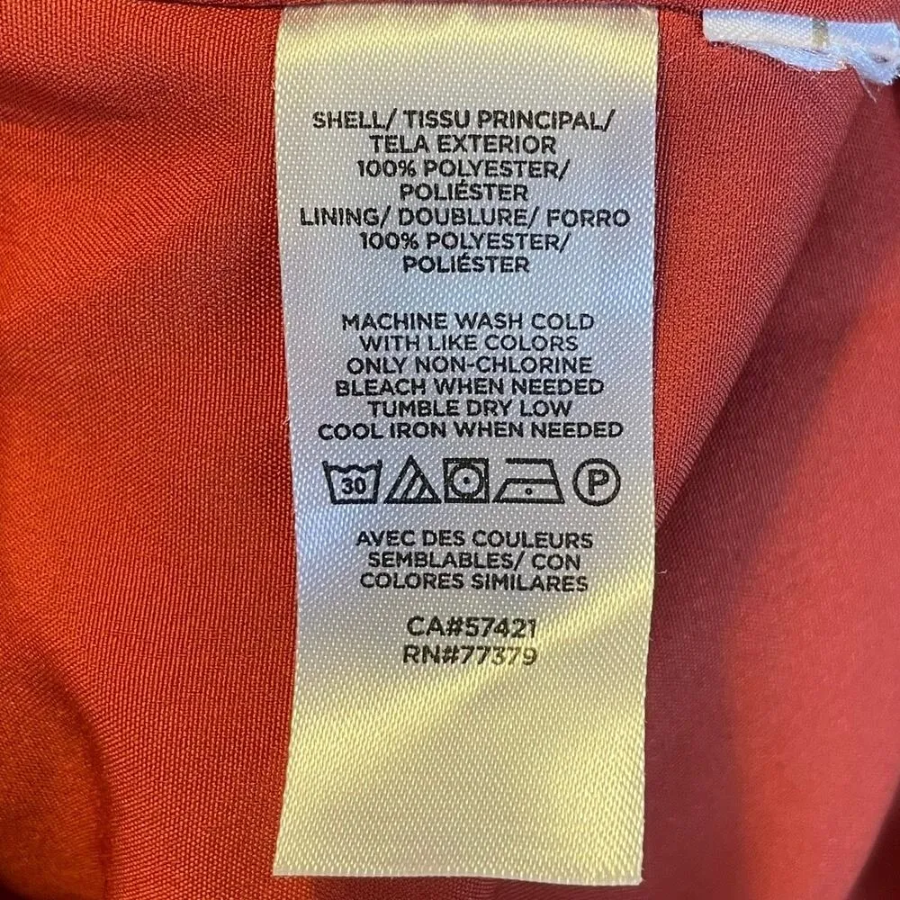 Ann Taylor Puff Sleeve Tie Waist Shirtdress In Bronze Red V-Neck Size Small - Image 12