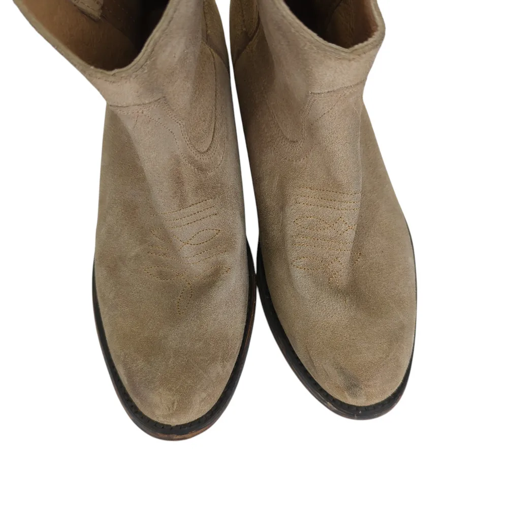 Steve Madden Autry Western Bootie Suede Leather Boots Ankle Short Womens 7 Beige - Image 5