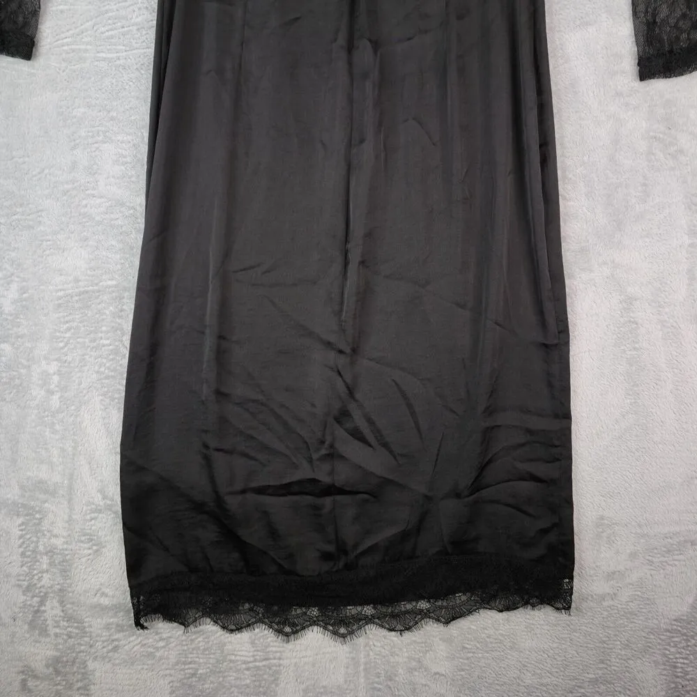 Zara Contrasting Lace Midi Dress Black Sheer Sexy Goth Punk Size Medium New - Image 5