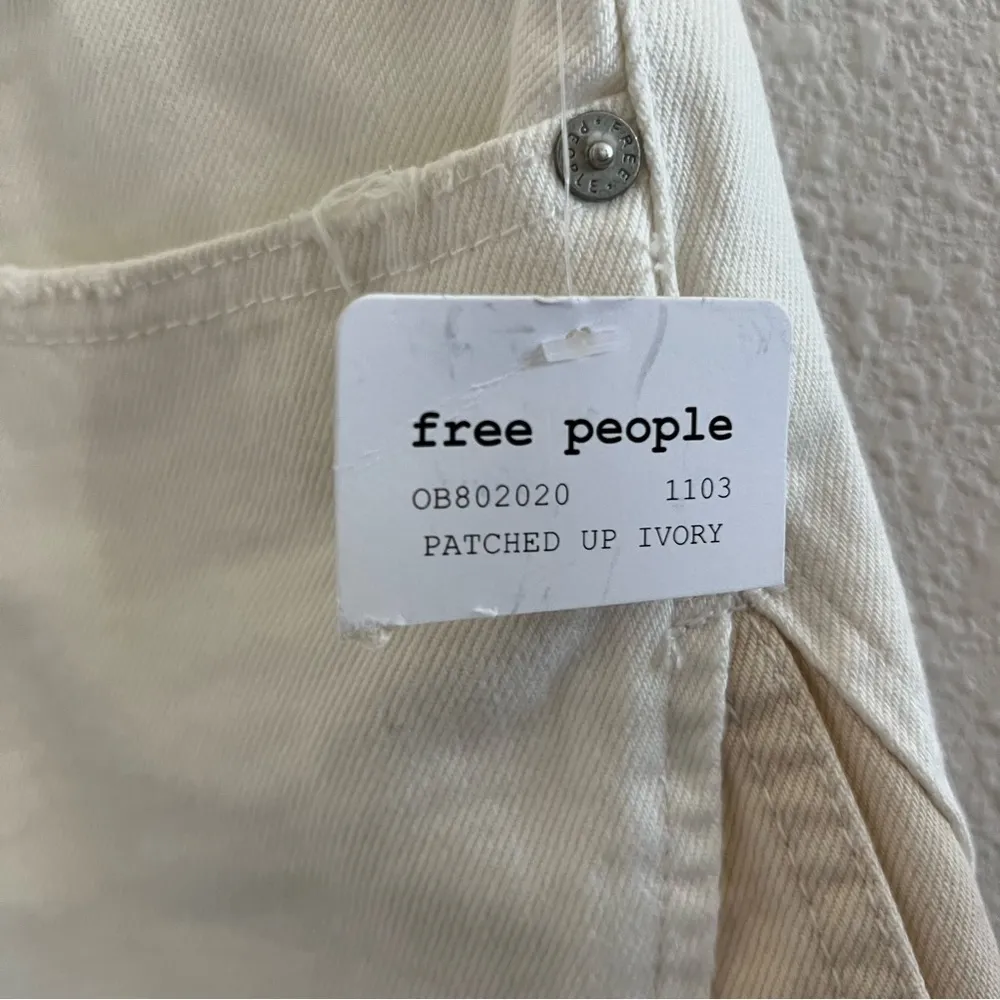 NWT Free People We the Free Patched Up Ivory Skirt Denim Neutral Boho 28 - Image 3