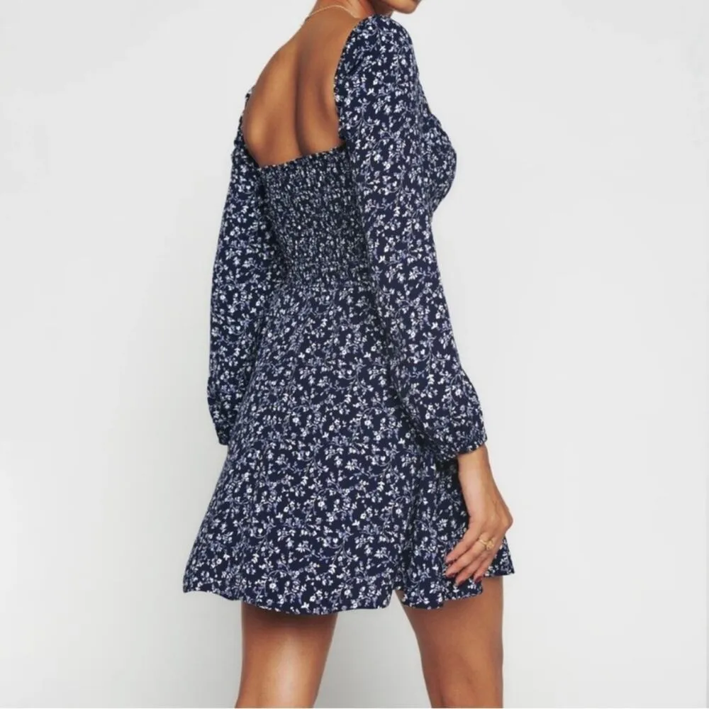 Reformation Mochi dress twilight blue floral size 0 UB - Image 2