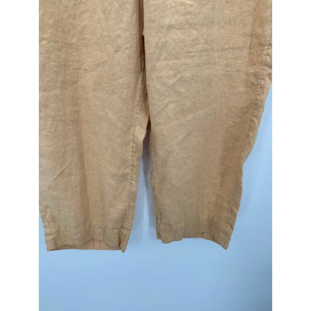 PureJill Orange Yellow Garment Dyed Linen Cropped Loose Pants Women Large Pet Size undefined - Image 3