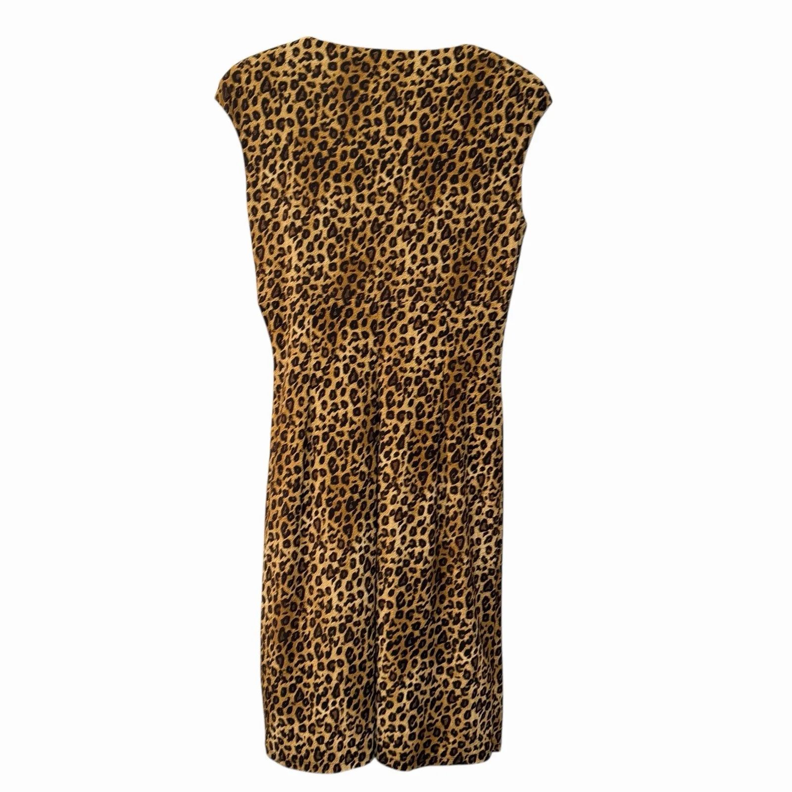 Lauren Ralph Lauren Womens 10 Leopard Faux Wrap Midi Dress Mob Wife - Image 4