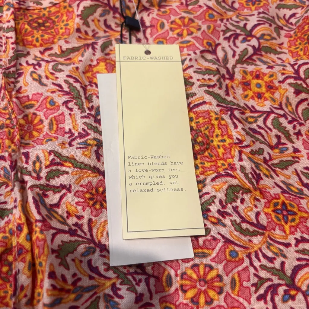 NWT Rachel Zoe Orange Boho Floral Linen Blend Balloon Sleeve Crop Top - Small - Image 4