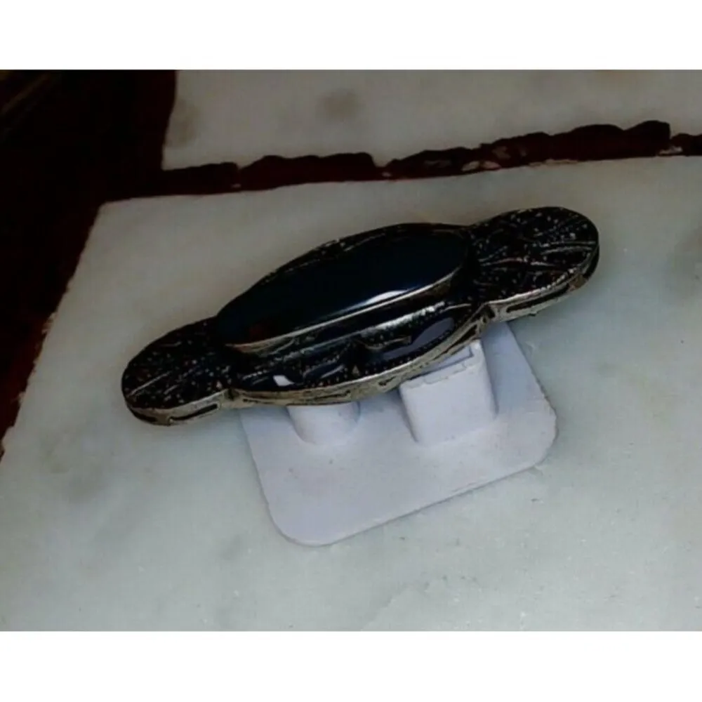 Vintage Brooch Sterling Silver Marcasite Chrysoprase Green Centerpiece Art Deco - Image 12