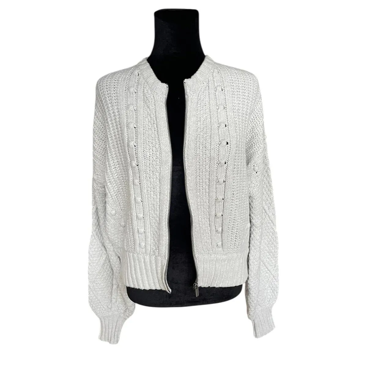 Splendid Katie Bobble Knit Cardigan Zip Sweater RF3S610 Women's Size Medium - Image 2