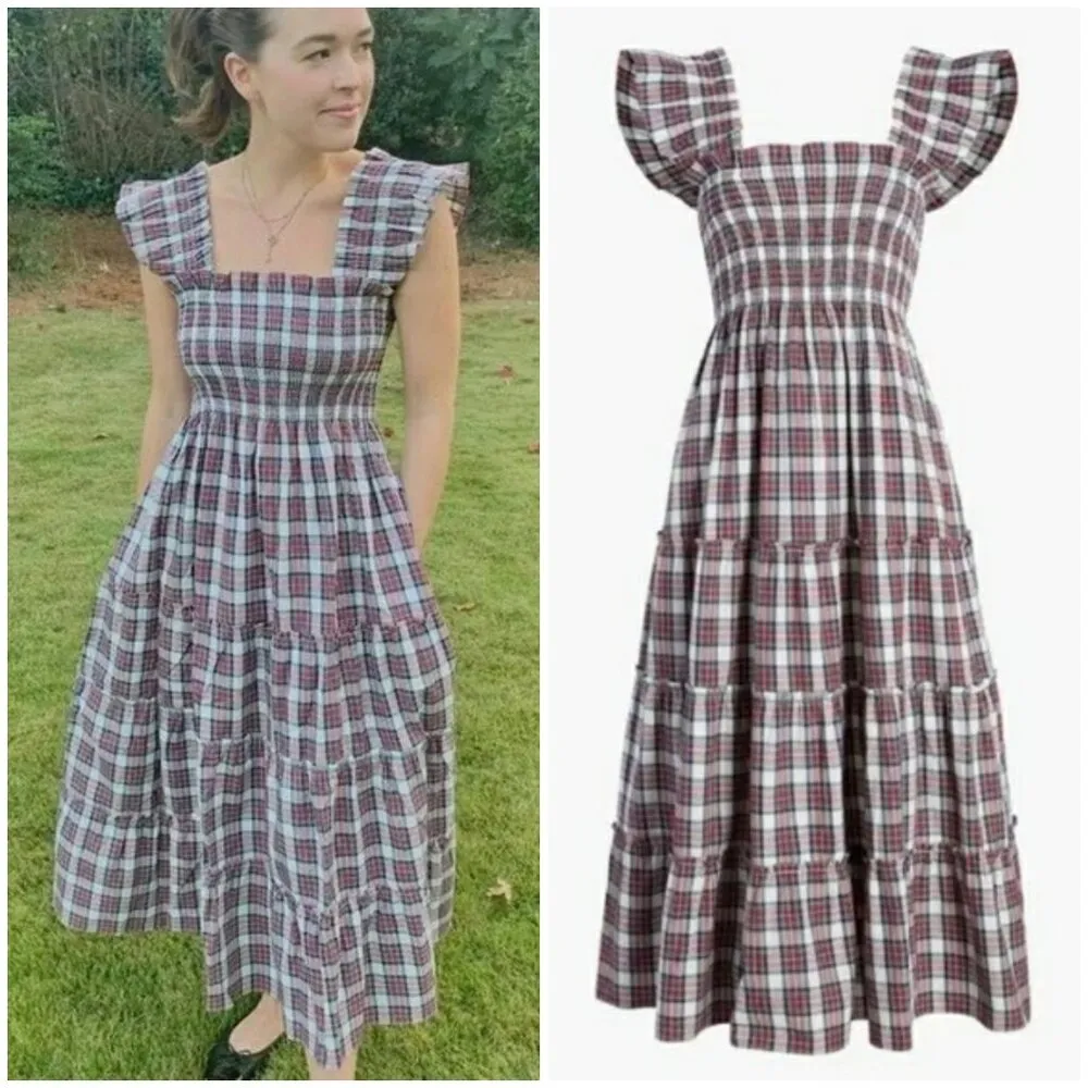 💕HILL HOUSE💕 Ellie Nap Dress ~ Multi-Color Tartan Plaid Print Large - Image 2