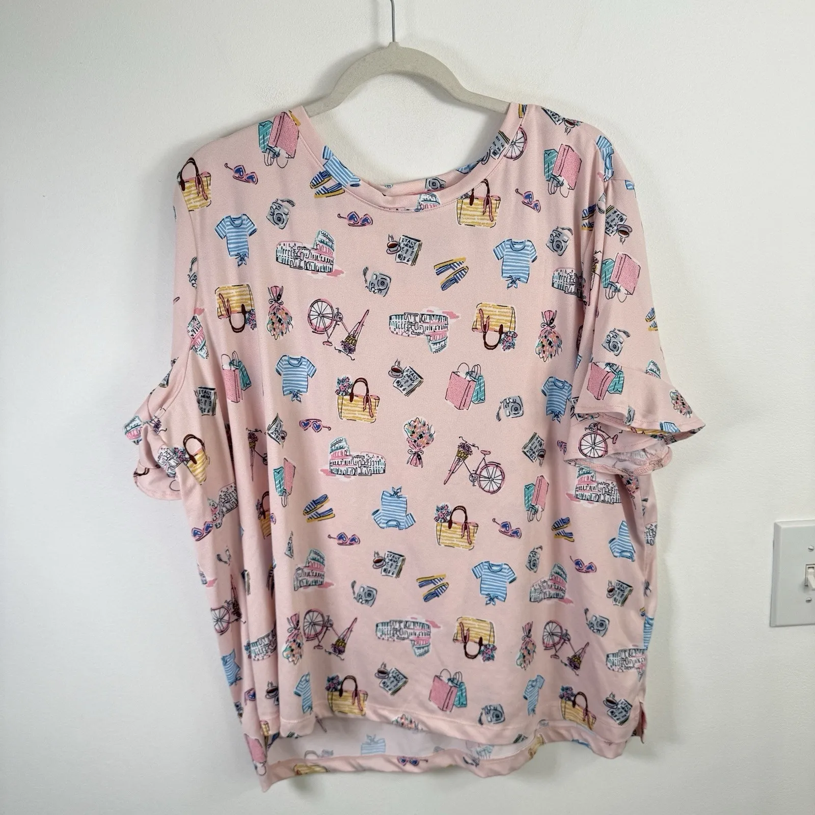 Cuddl Duds Pink Pajama Set Summer Vacation Sleep French Print Womens XXL - Image 2