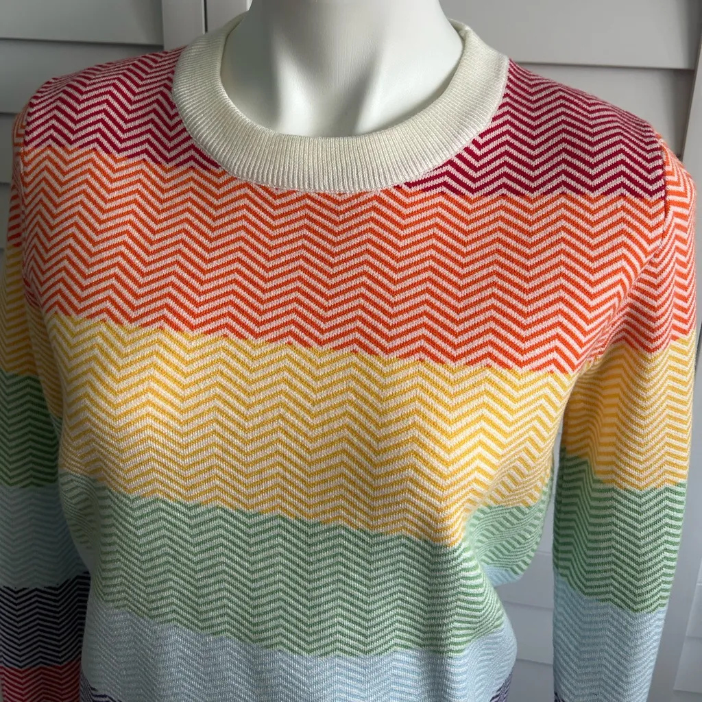 Burryco | rainbow chevron striped sweater Orange Size L - Image 4